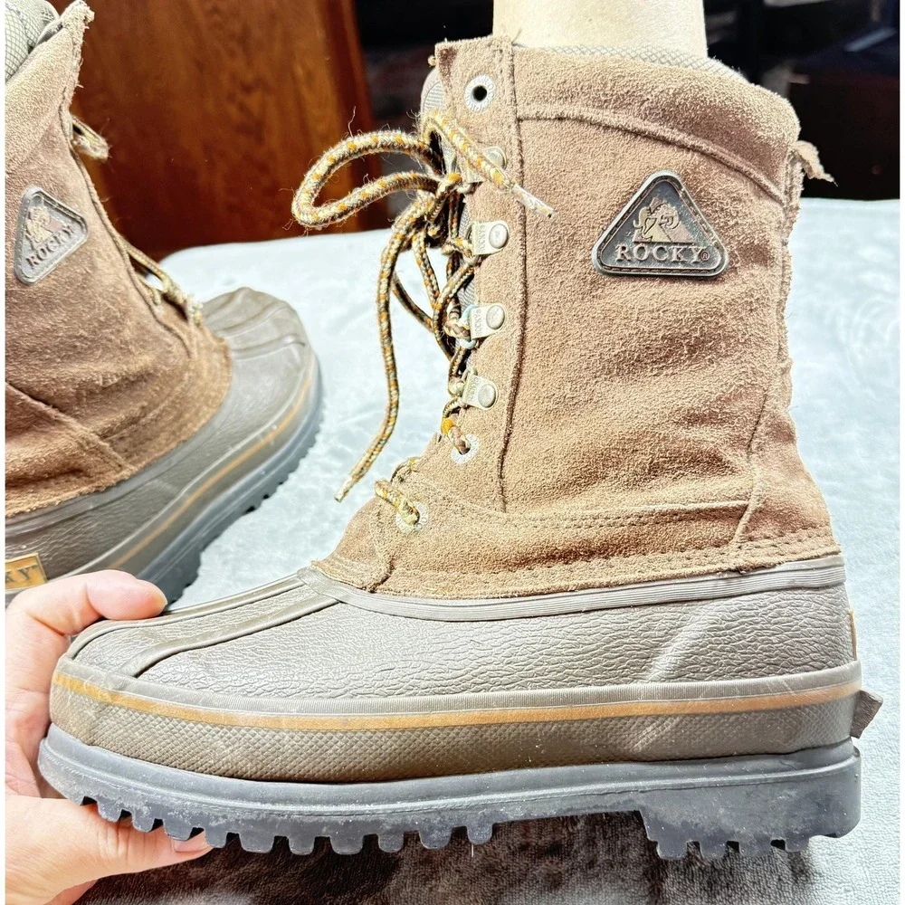 Rocky Boots Mens Size 4 Brown Leather Thinsulate Insulated Snow Winter Outdoor